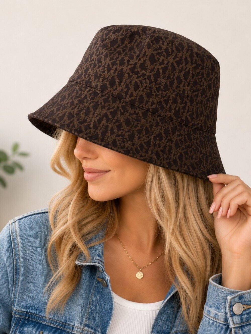 Michael Kors Brown MK Monogram Bucket Hat